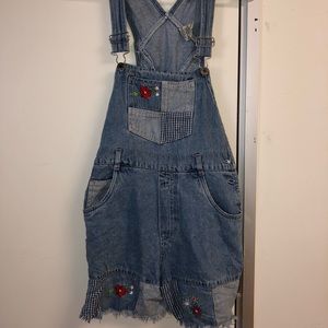 Adorable Floral & Patch Overalls